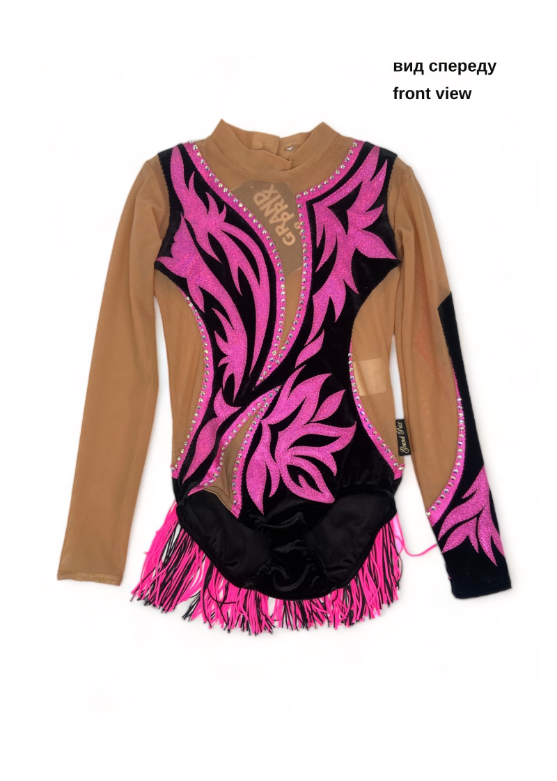 Gymnastics leotard TRISSI.D 90%polyamide, 10%elastane, bright pink, 140cm