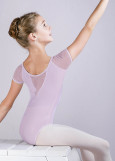 CAMERONA raglan short sleeve leotard by Grand Prix polyamide micro+flocked mesh, lavender, 116cm