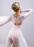 CAPELLA long sleeve leotard by Grand Prix polyamide micro+flocked mesh, orchid, 146cm