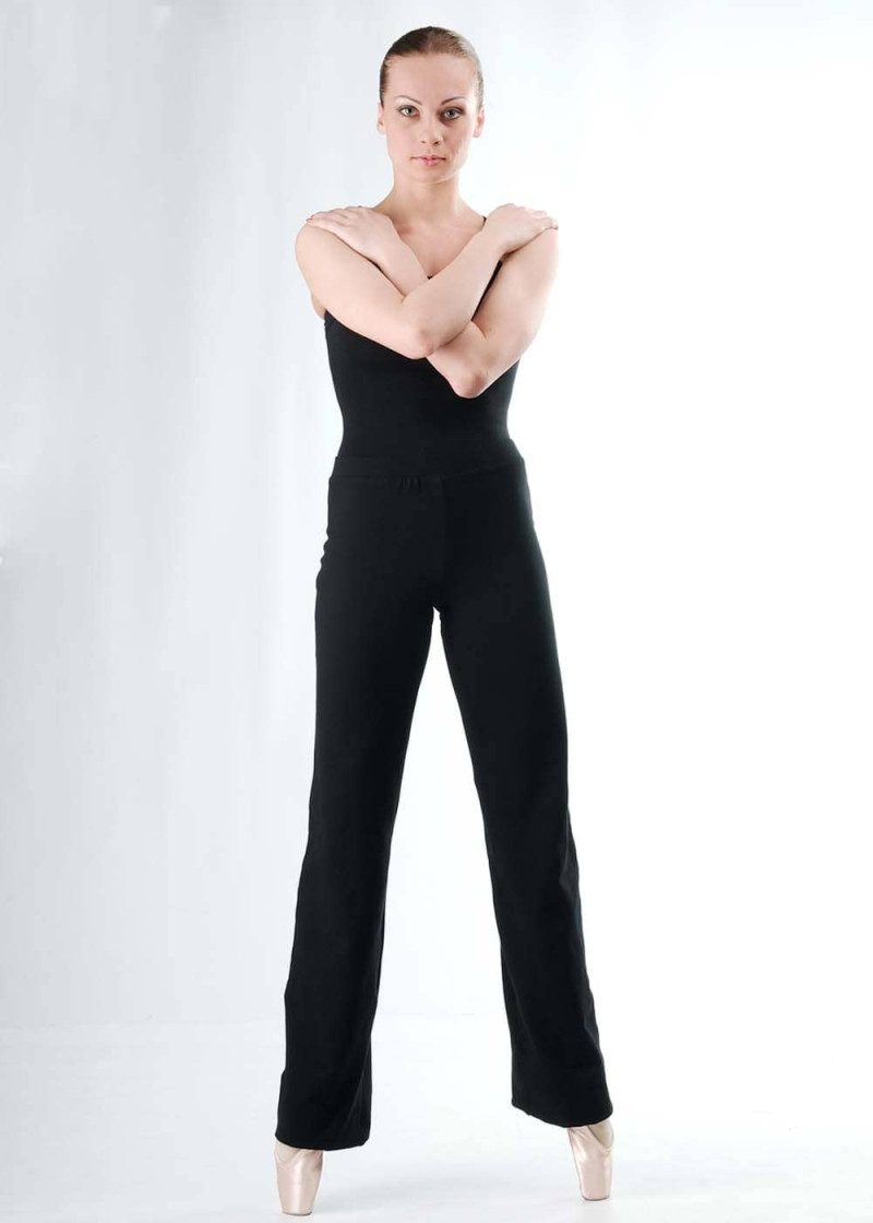 Pants EMMA, straight 90%cotton, 10%elastane, black, 158cm