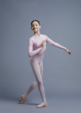 DARYA high collar long sleeve leotard by Grand Pri 90%cotton, 10%elastane, pink, 146cm