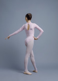 DARYA high collar long sleeve leotard by Grand Pri 90%cotton, 10%elastane, pink, 146cm