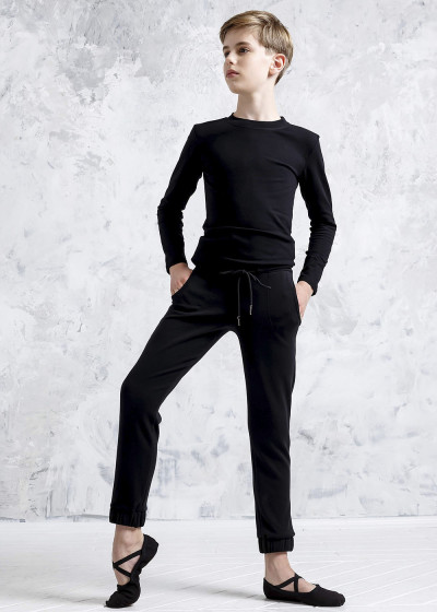 T-shirt ANTON, long sleeve 90%cotton, 10%elastane, black, 122cm