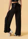 CARLIN straight ballroom pants by Grand Prix polyamide micro+printed mesh, black+white, 140cm