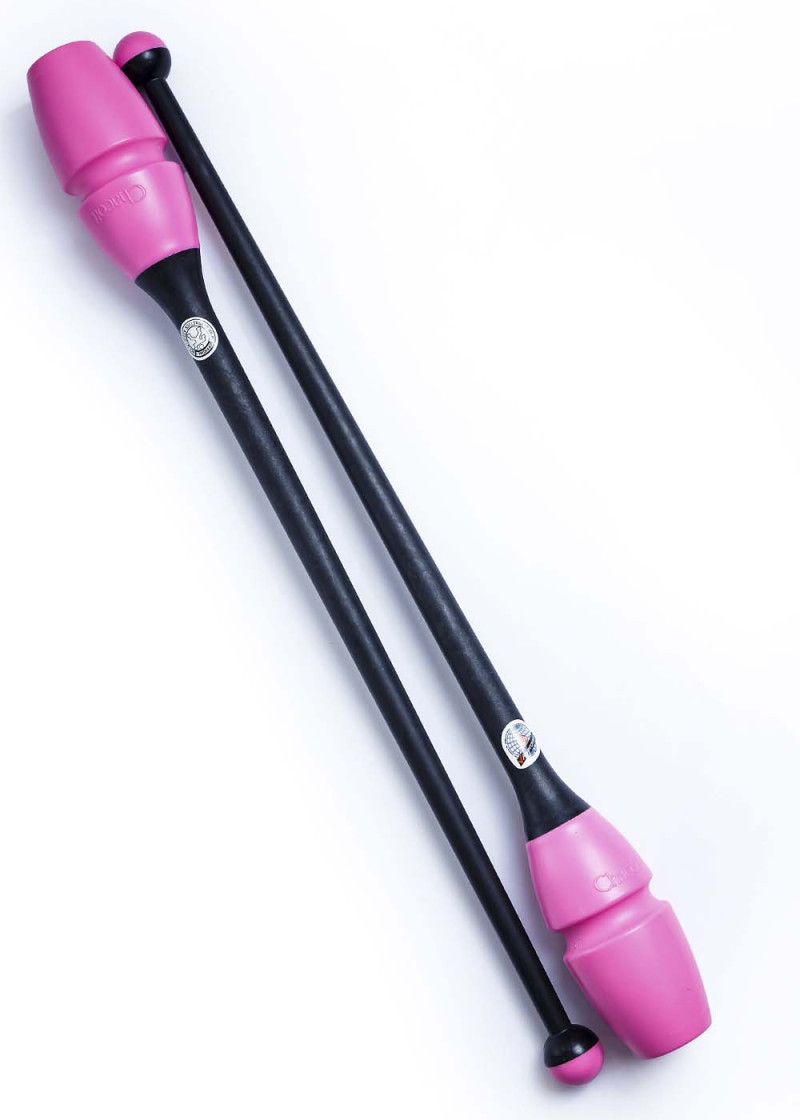 Clubs for gymnastics CHACOTT 65203 plastic+rubber, Pink - Black (209), 41cm