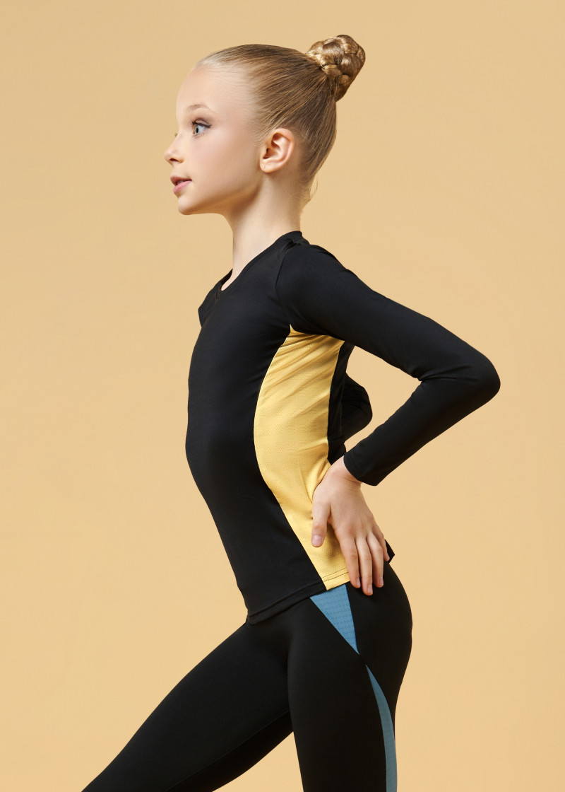 CHARLOTTE long sleeve T-shirt by Grand Prix polyamide micro, black+yellow, 158cm