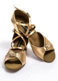 Girls Shoes PROMENAD, satin satin, tan, 37