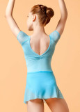 KAYLA raglan short sleeve leotard with skirt by Gr polyamide micro+mesh, powder blue, 146cm