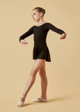 DOMENICA long sleeve leotard with mesh skirt by Gr 90%cotton, 10%elastane, black, 104cm