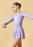 DOMENICA long sleeve leotard with mesh skirt by Gr 90%cotton, 10%elastane, light lilac, 122cm