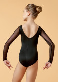 DANNA long raglan sleeve leotard by Grand Prix polyamide micro+mesh, black, 122cm