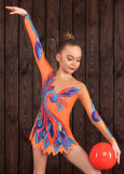 Gymnastics leotard IZUMRUD.D 90%polyamide, 10%elastane, orange, 128cm