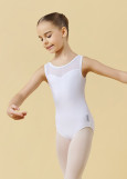 POLARIS tank leotard by Grand Prix polyamide micro+flocked mesh, white, 128cm