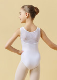 POLARIS tank leotard by Grand Prix polyamide micro+flocked mesh, white, 128cm