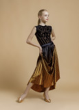 Standart skirt VALENCIA 95%polyester, 5%elastane, black+gold, 140cm