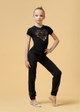 PALOMA t-shirt, "Puzzle heart" by Grand Prix cotton stretch, black+gold, 128cm