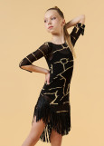 RUMOR fishnet dance dress by Grand Prix printed mesh, black+nude, 128cm