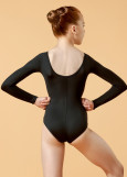 STEPHANIA long raglan sleeve leotard by Grand Prix polyamide micro, black, 134cm