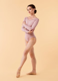 STEPHANIA long raglan sleeve leotard by Grand Prix polyamide micro, coral almond, M