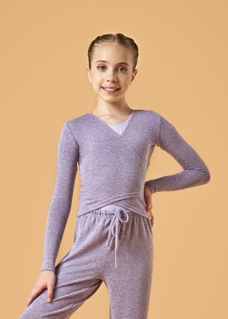 STASSI JUNIOR top by Grand Prix melange jersey, light violet, 128-134cm