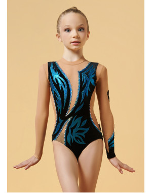 Gymnastics leotard TRISSI.D 90%polyamide, 10%elastane, turquoise, 116cm