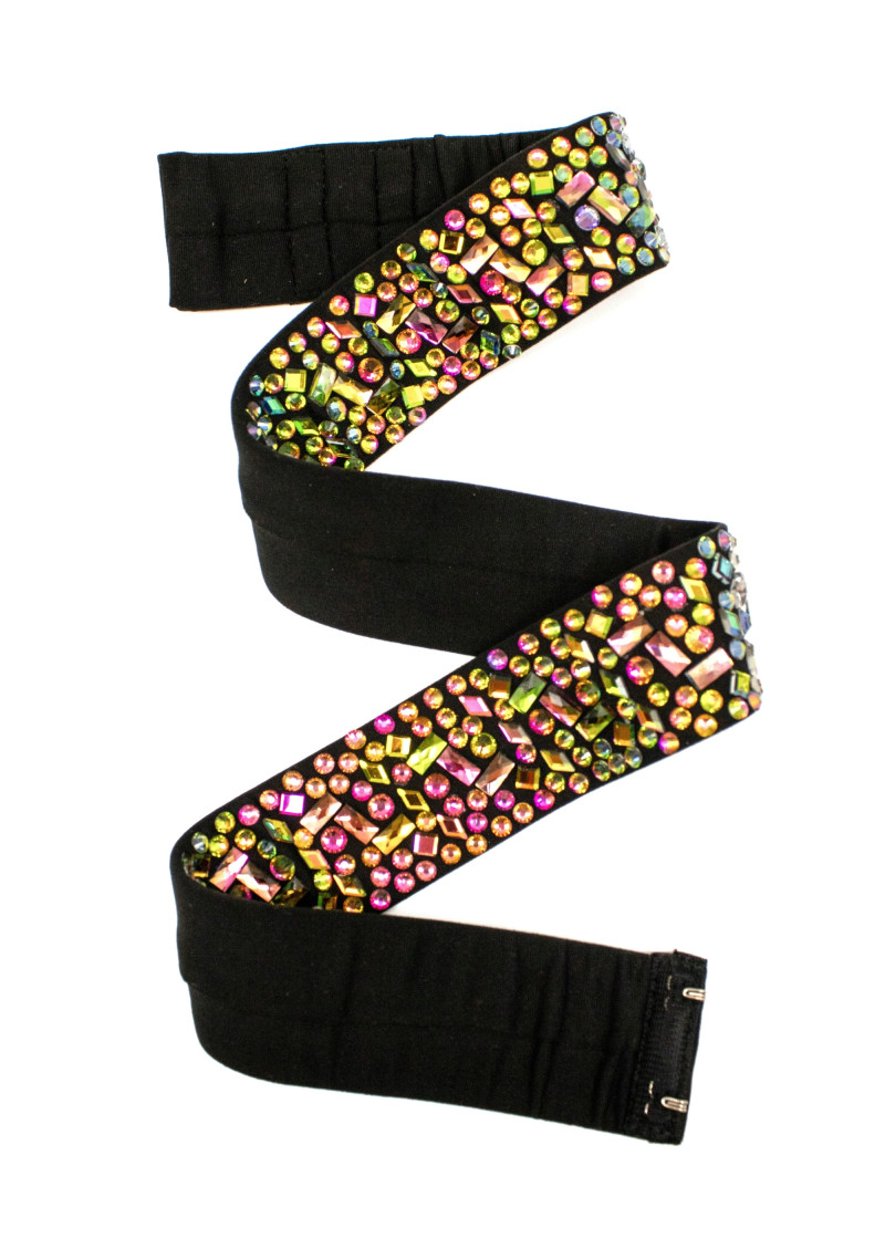 Elastic Belt with Crystals by Grand Prix Jill polyamide micro, black, Jet, XL-XXL