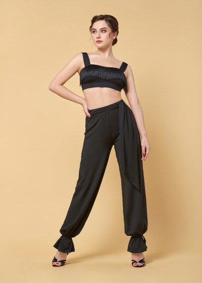 ARYA wide pants by Grand Prix polyamide micro, black, 158cm