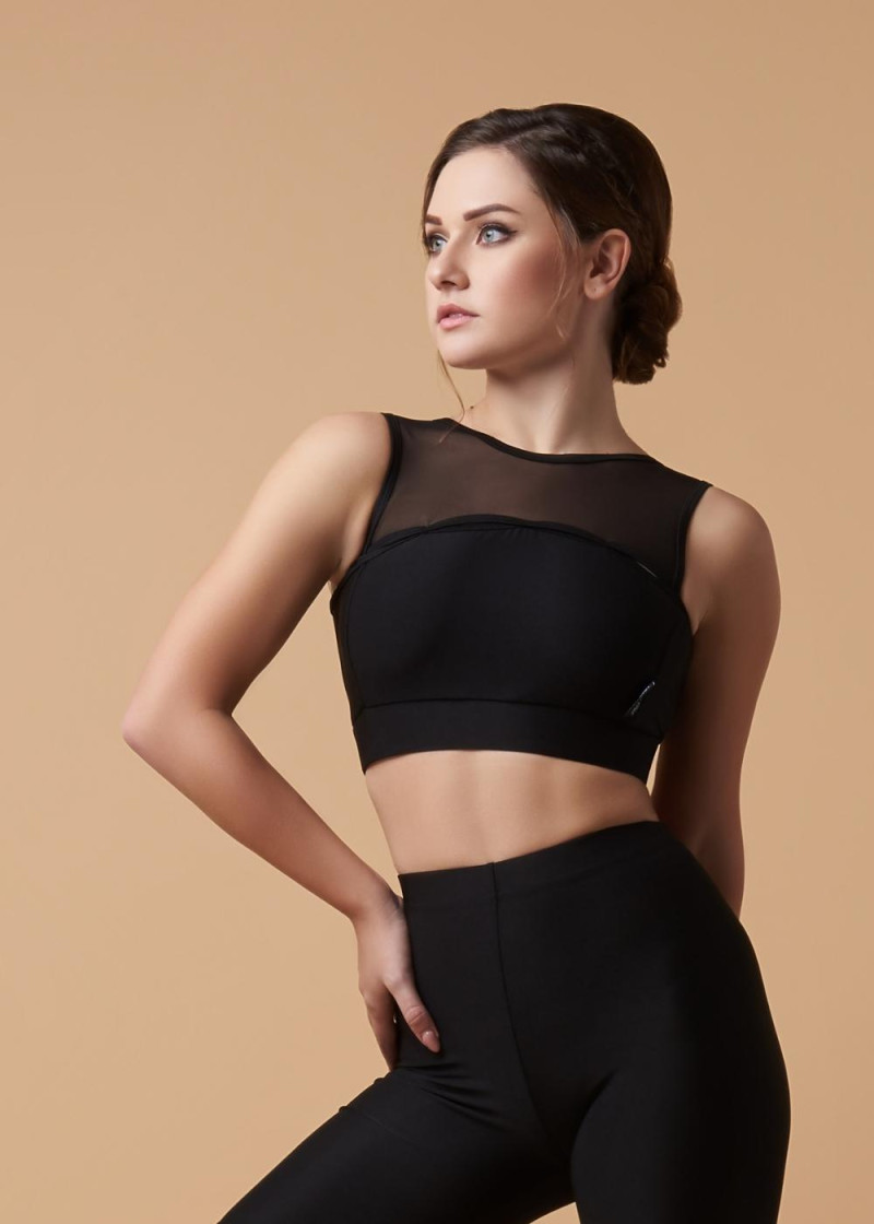 KILIAN crop top by Grand Prix polyamide micro+mesh, black, 152cm