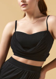 MELANY crop top by Grand Prix polyamide micro+mesh, black, L