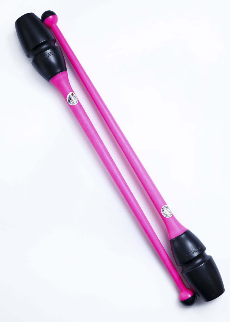 Clubs for gymnastics CHACOTT 65203 plastic+rubber, Black - Pink (143), 45.5cm