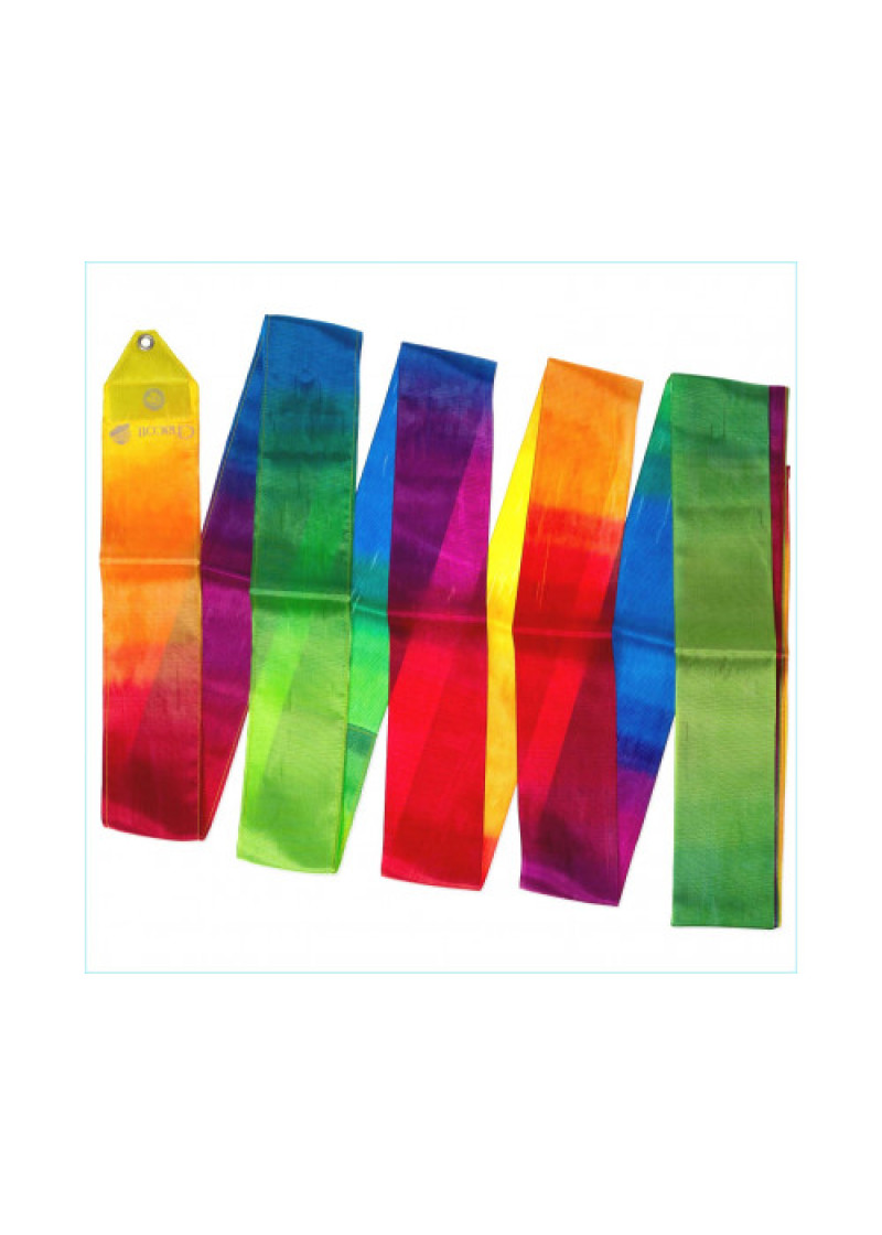 Ribbon for gymnastics CHACOTT GRADATION, 5m rayon, Rainbow (796), 5m