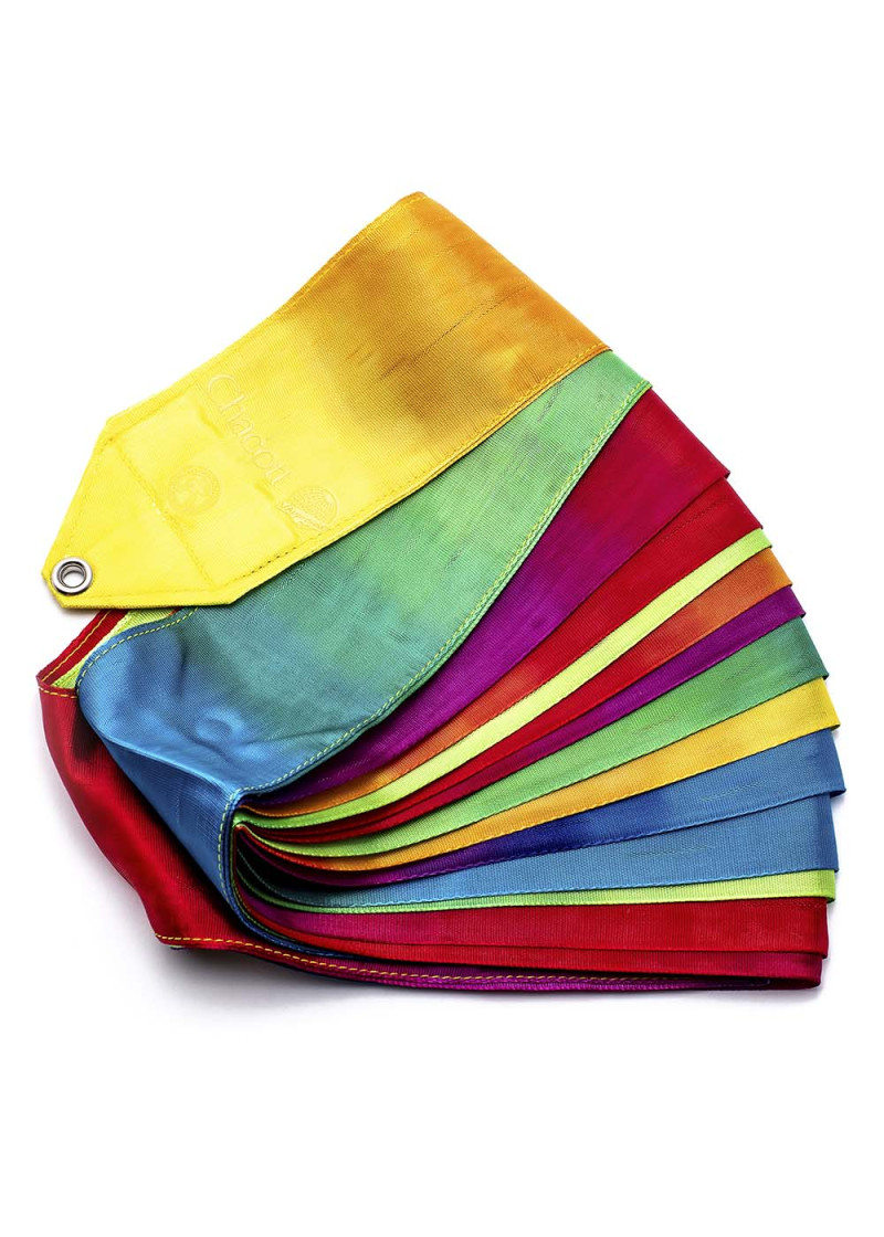 Ribbon for gymnastics CHACOTT GRADATION, 5m rayon, Rainbow (796), 5m