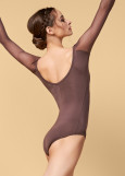 DANICA long raglan sleeve leotard by Grand Prix polyamide micro+mesh, mocco, 158cm