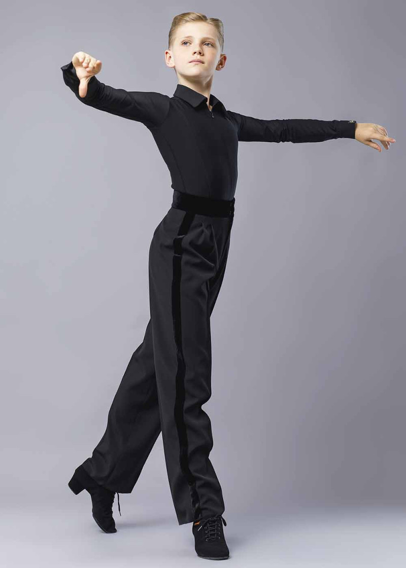 Mens ballroom pants SALVO 95%polyester, 5%elastane, black, 140см