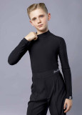 MILAN long sleeve Latin Shirt with underwear by Gr 90%polyamide, 10%elastane, black, S