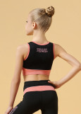 MIRELLA crop top by Grand Prix polyamide micro, black+coral, 134cm