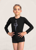 PAMELA long sleeve, gymnast with a ball by Grand P 90%cotton, 10%elastane, black, Light Topaz AB, 122cm