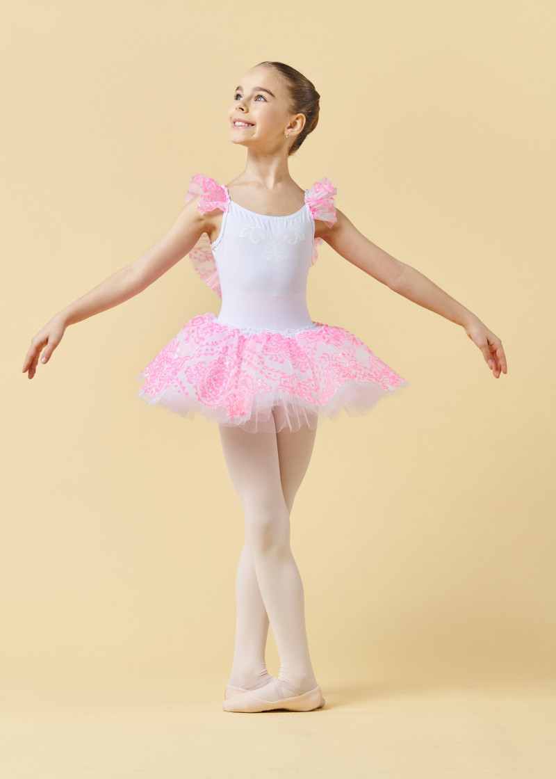 Costume PIXIE by Grand Prix cotton+tuiie, white+bright pink, 110cm