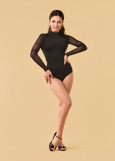 ROXY long sleeve leotard by Grand Prix polyamide micro+mesh, black, S