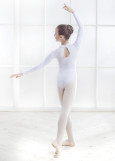 DARYA high collar long sleeve leotard by Grand Pri 90%cotton, 10%elastane, white, 104cm