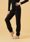 Straight pants GIGI fleece, black, 128-134cm