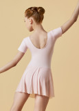 Leotard KLARA, short sleeve, mesh skirt 90%cotton, 10%elastane, pink, 110cm