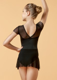 KRISTI short sleeve leotard with skirt by Grand Pr polyamide micro+mesh, black, 116cm