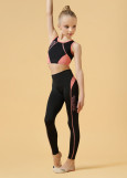 LEONA leggings by Grand Prix polyamide micro, black+coral, 134cm