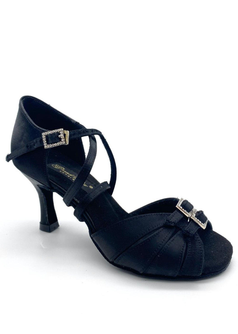 Ladies Latin Shoes Grand Prix SAMBA satin, black, 2.5"fl, 34