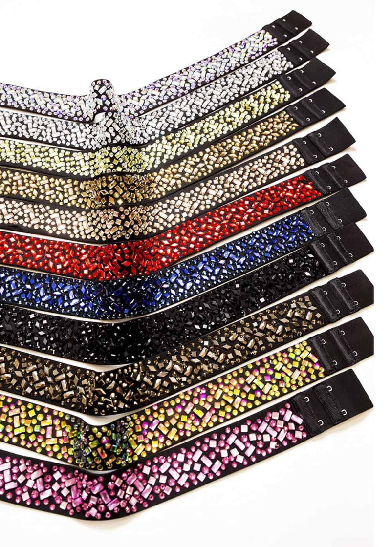 Elastic Belt with Crystals by Grand Prix Jill polyamide micro, black, Jet Hematite, XS-S