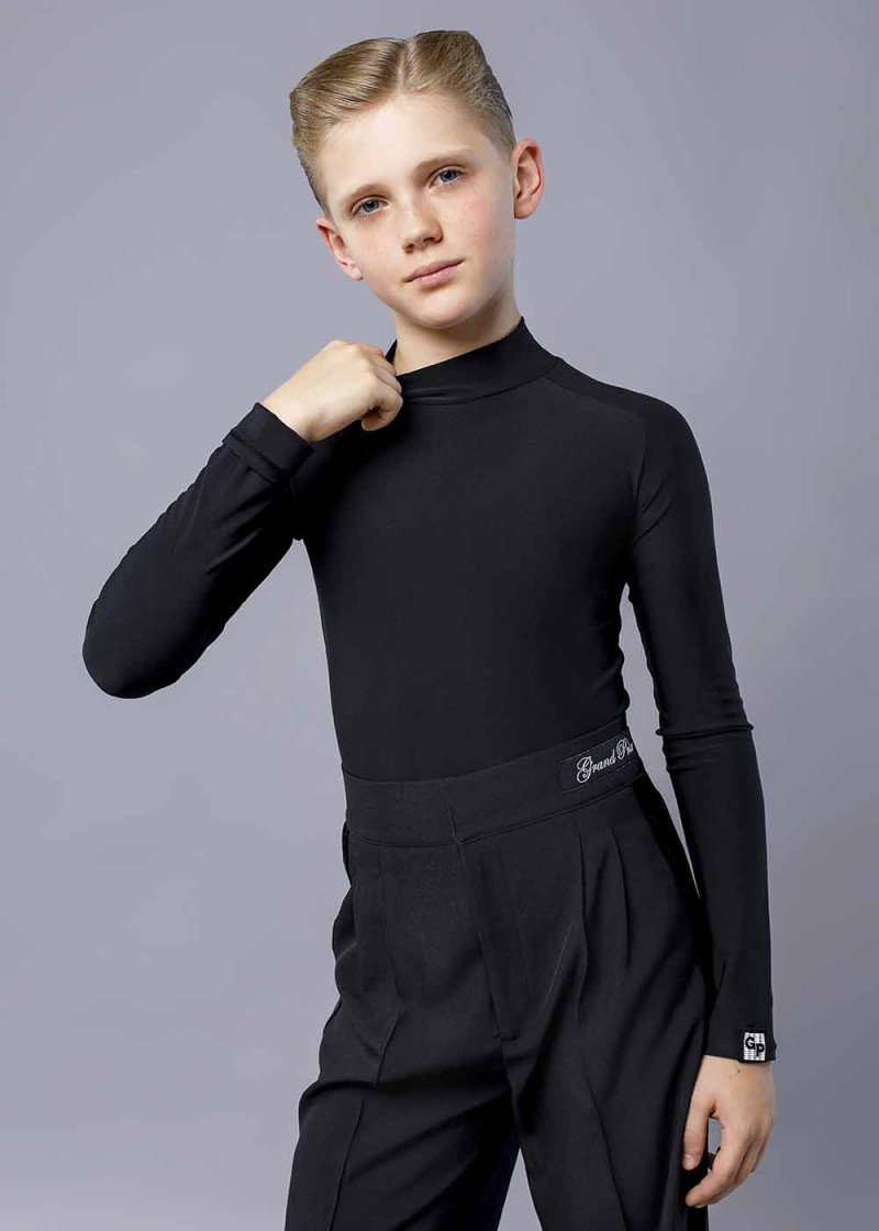 MILAN long sleeve Latin Shirt with underwear by Gr 90%polyamide, 10%elastane, black, L