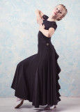 Ballroom skirt ASSOLE 90%polyamide, 10%elastane, black, 134cm