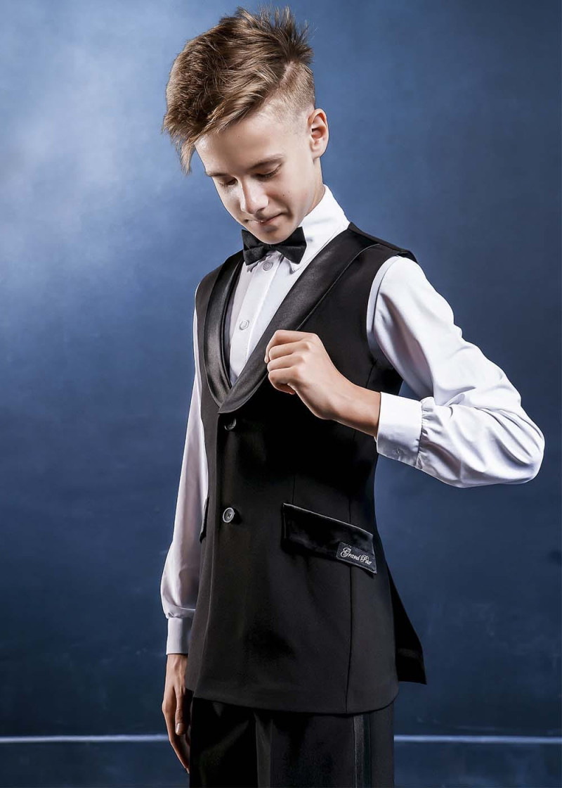 Single-breasted waistcoat Grand Prix DANDY, atlas 95%polyester, 5%elastane, black, L