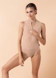 JESS high-neck leotard with zipper by Grand Prix polyamide micro, nude, L